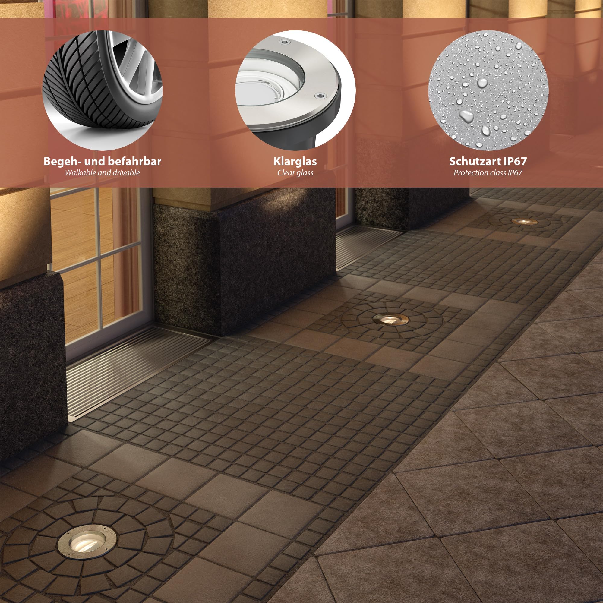 ledscom.de BOFU IP67 Swivel Recessed Floor Light – Stainless Steel Round