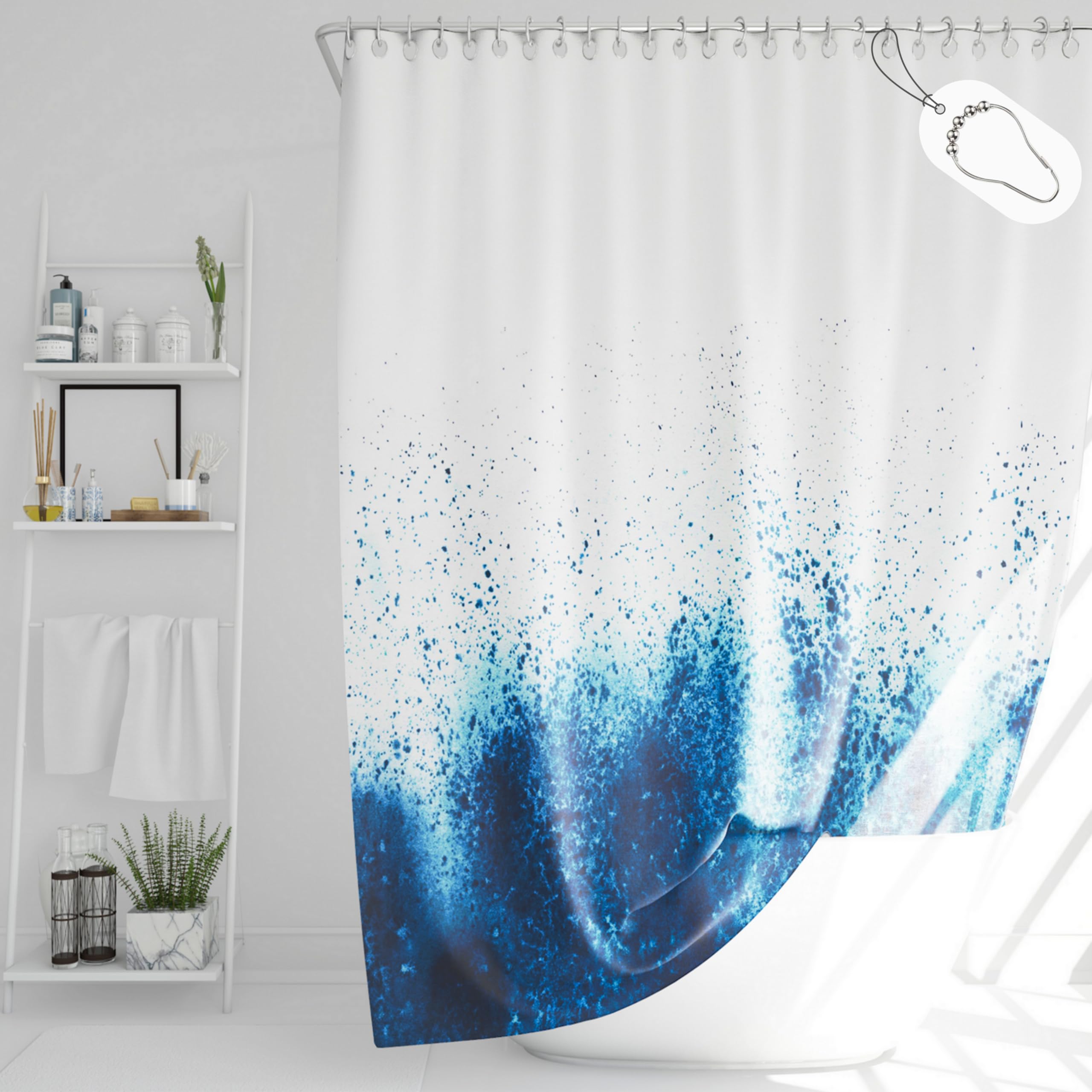 Drophop Maritime Shower Curtain | 240x200cm Dark Blue Anti-Mould Textile