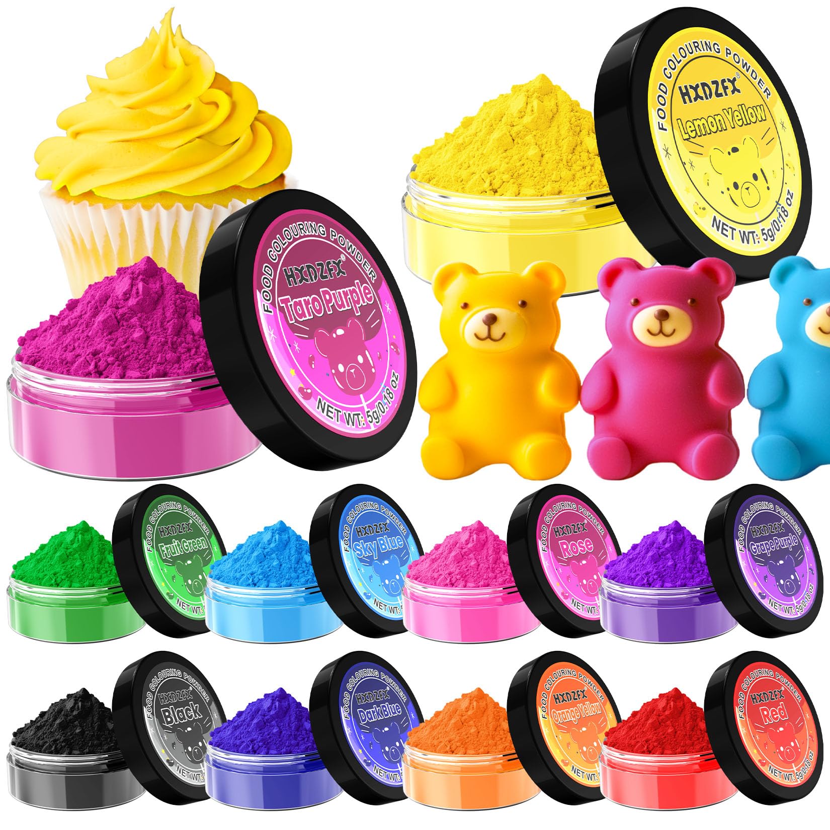 Jolof Store Food Colouring Powder – 10 Neon Colours for Baking & Cakes