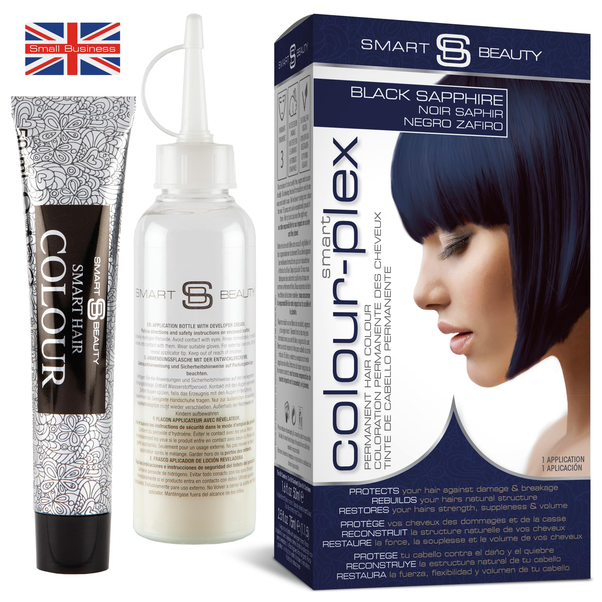 Smart Beauty Blue Black Permanent Hair Dye – Vegan Plex Hair Care Kit