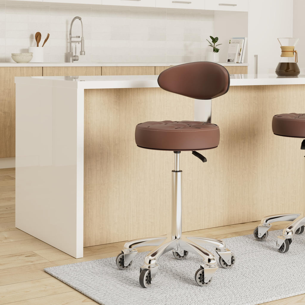Kaleurrier Rolling Stool Chair with Smooth-rolling Dual-wheel casters,Comfortable Cushioned Backrest, Swivel Seat - image 2