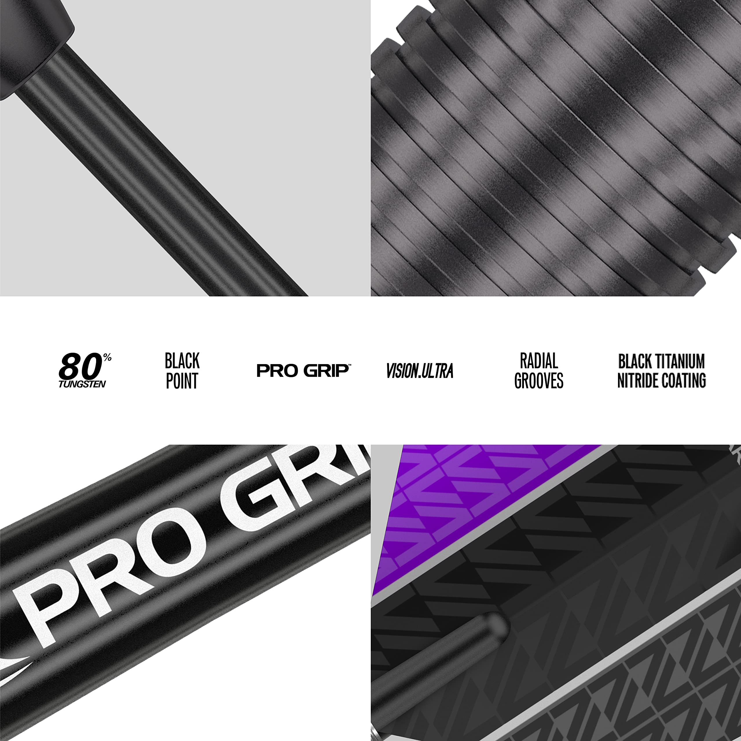 Target Darts Vapor 8 Black 80% Tungsten Steel Tip Darts Set - 23g Purple