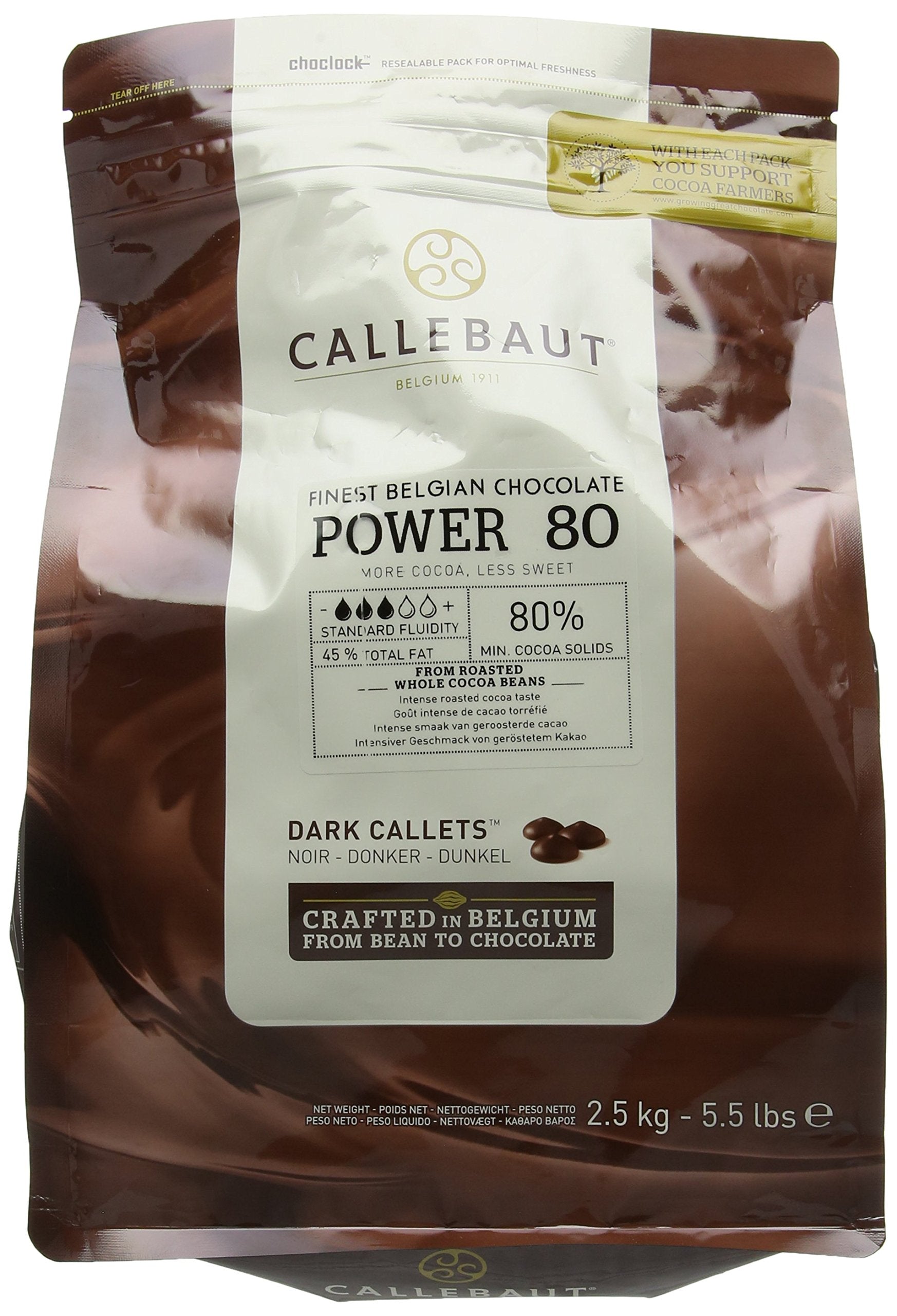 Callebaut 80% Dark Belgian Chocolate Couverture Callets – 2.5kg Bag