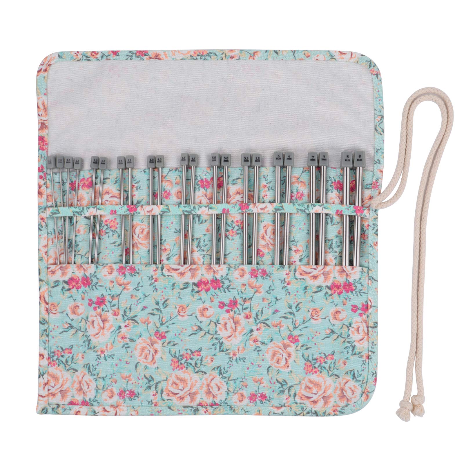Coopay 22-Piece Stainless Steel Knitting Needles Set with Roll Bag