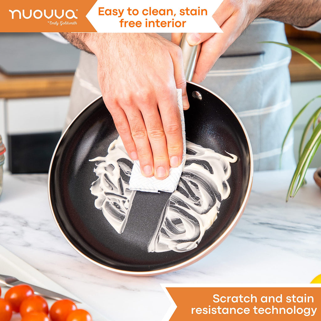 Nuovva 8pc Copper Non-Stick Cookware Set – Ceramic Induction Pots and Pans