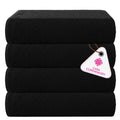 CASA COPENHAGEN 4 Piece Cotton Bath Towel Set | 550 GSM Black Popcorn