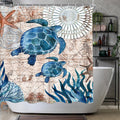 Lerores Sea Turtle Shower Curtain | Anti-Mould Weighted Hem | 240x200cm