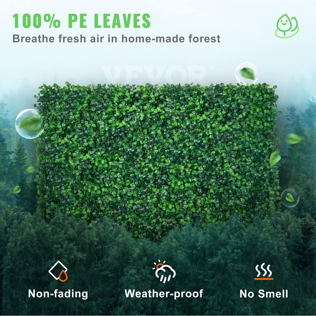 VEVOR Artificial Boxwood Hedge Wall Panels - 24x16 UV Grass Backdrop, 12 Pack