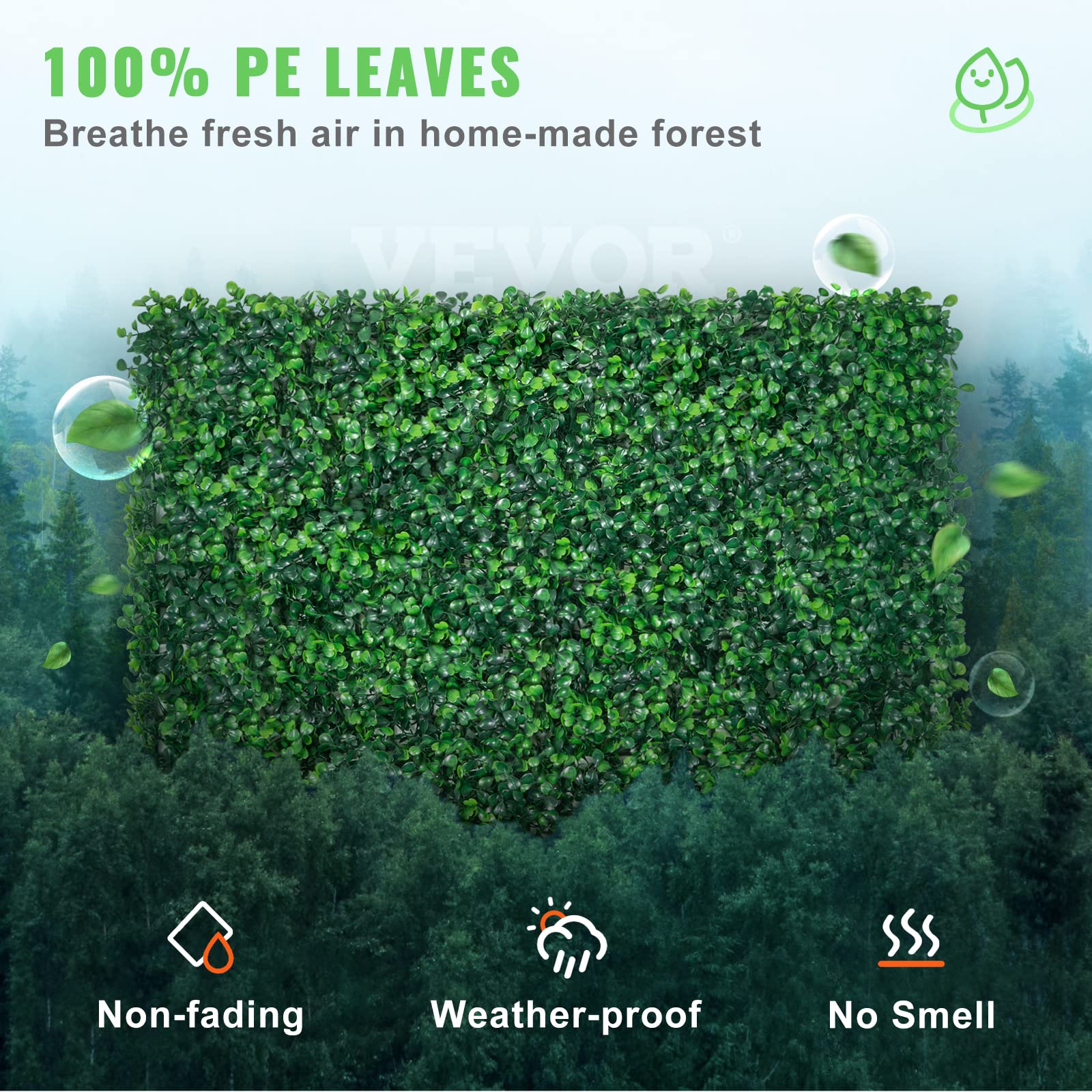 VEVOR Artificial Boxwood Hedge Wall Panels - 24x16 UV Grass Backdrop, 12 Pack
