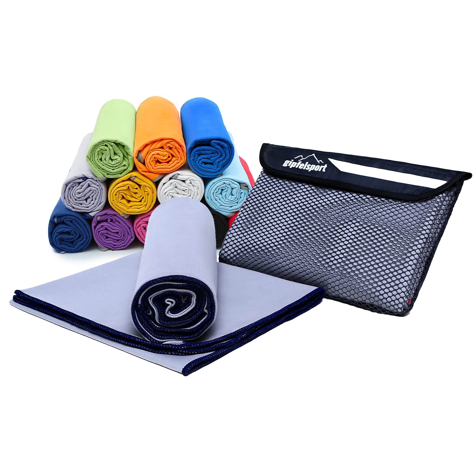 gipfelsport Microfibre Towel – Quick-Dry Travel & Gym Towel, Grey, 140x70cm