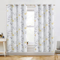 Yellow Grey Floral Blackout Curtains - 72 Inch Thermal Drapes