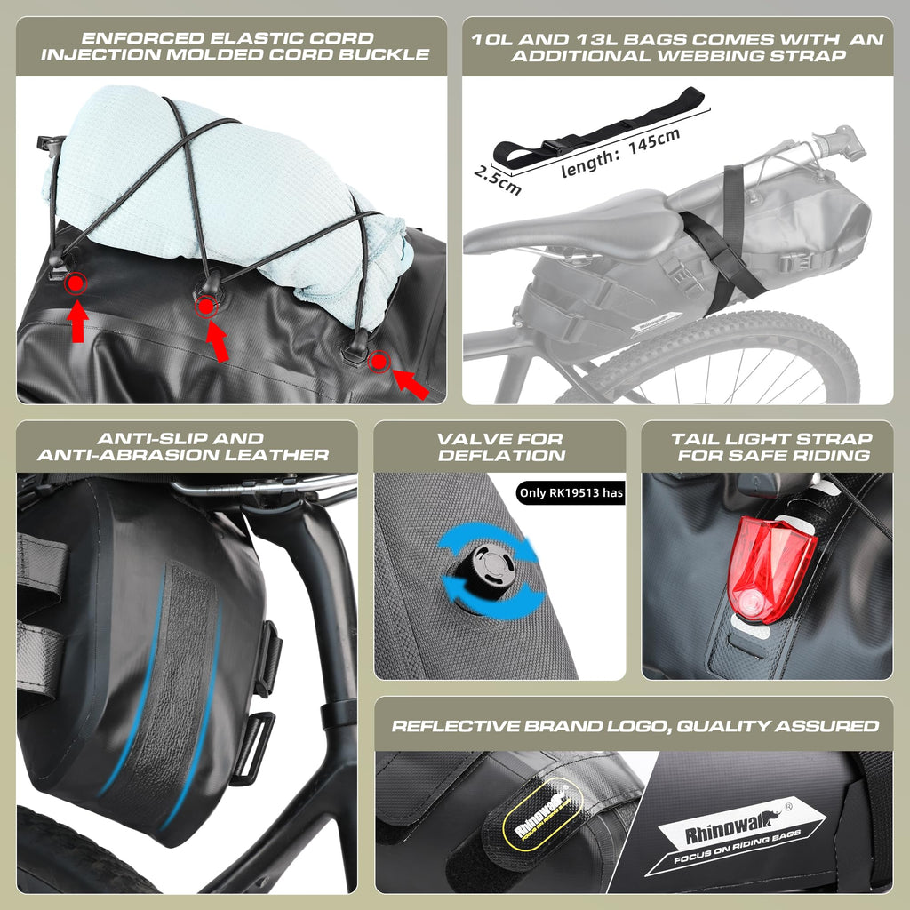 Rhinowalk Waterproof Bike Saddle Bag – 5L Cycling Seat Storage