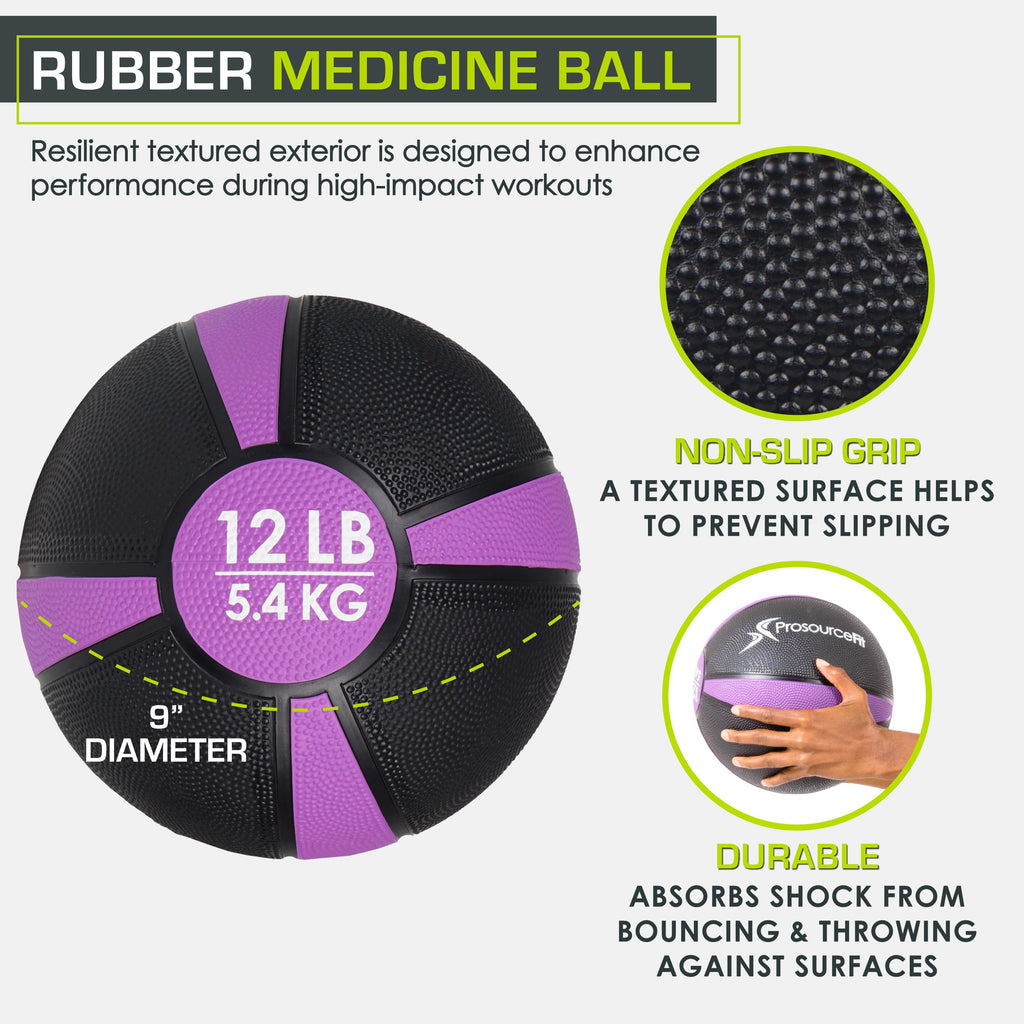 ProsourceFit Weighted Medicine Ball | Textured Rubber Core Strength Ball