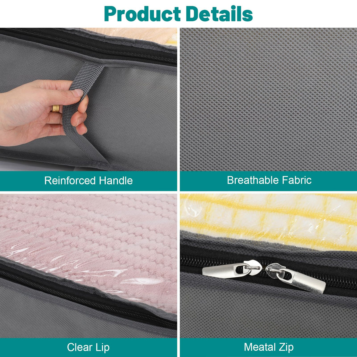 Dntorx 6 Pack 90L Underbed Storage Bags With Lids, Foldable, Grey - image 2