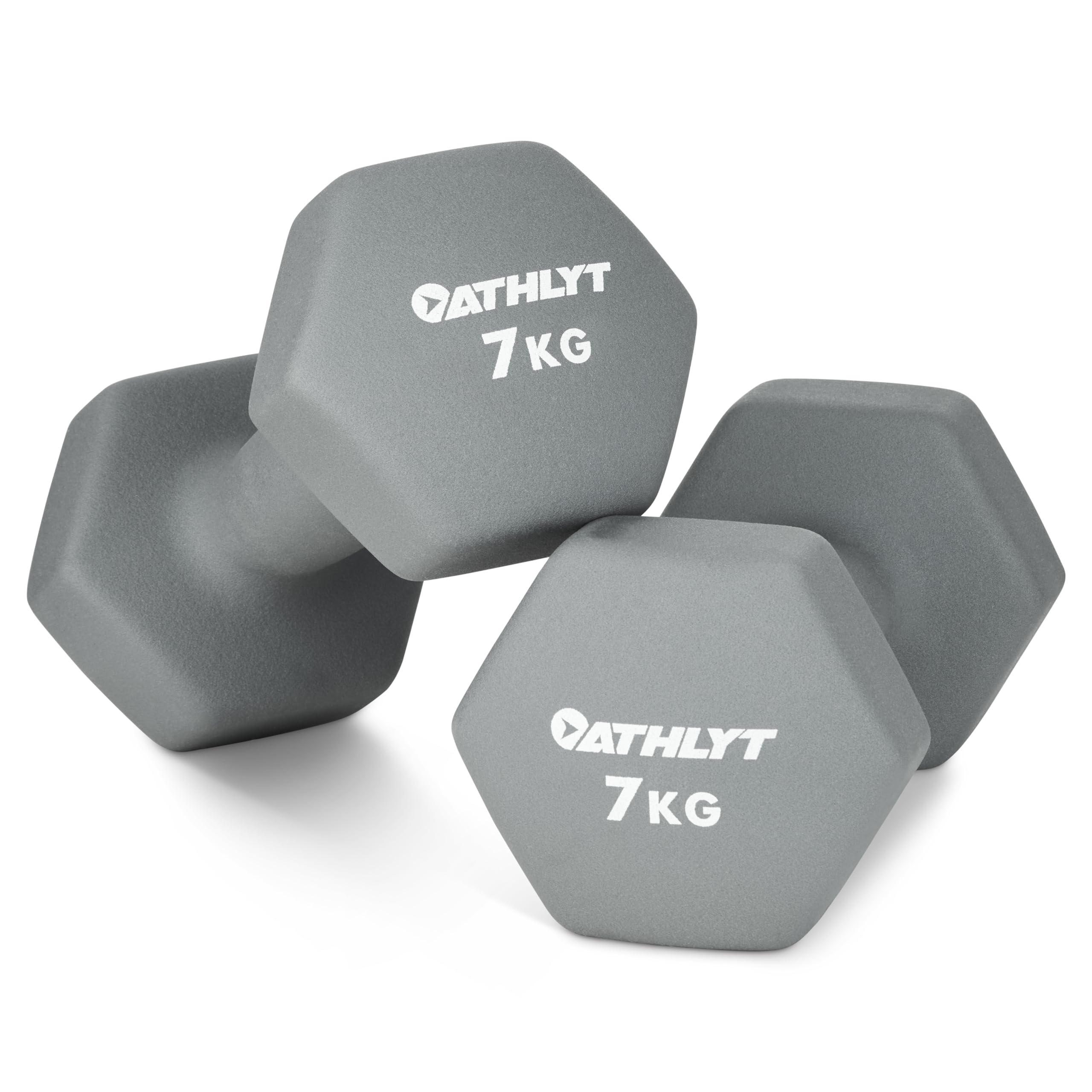 Athlyt Neoprene Dumbbells – 2 x 7kg Hexagonal Weights for Home Gym