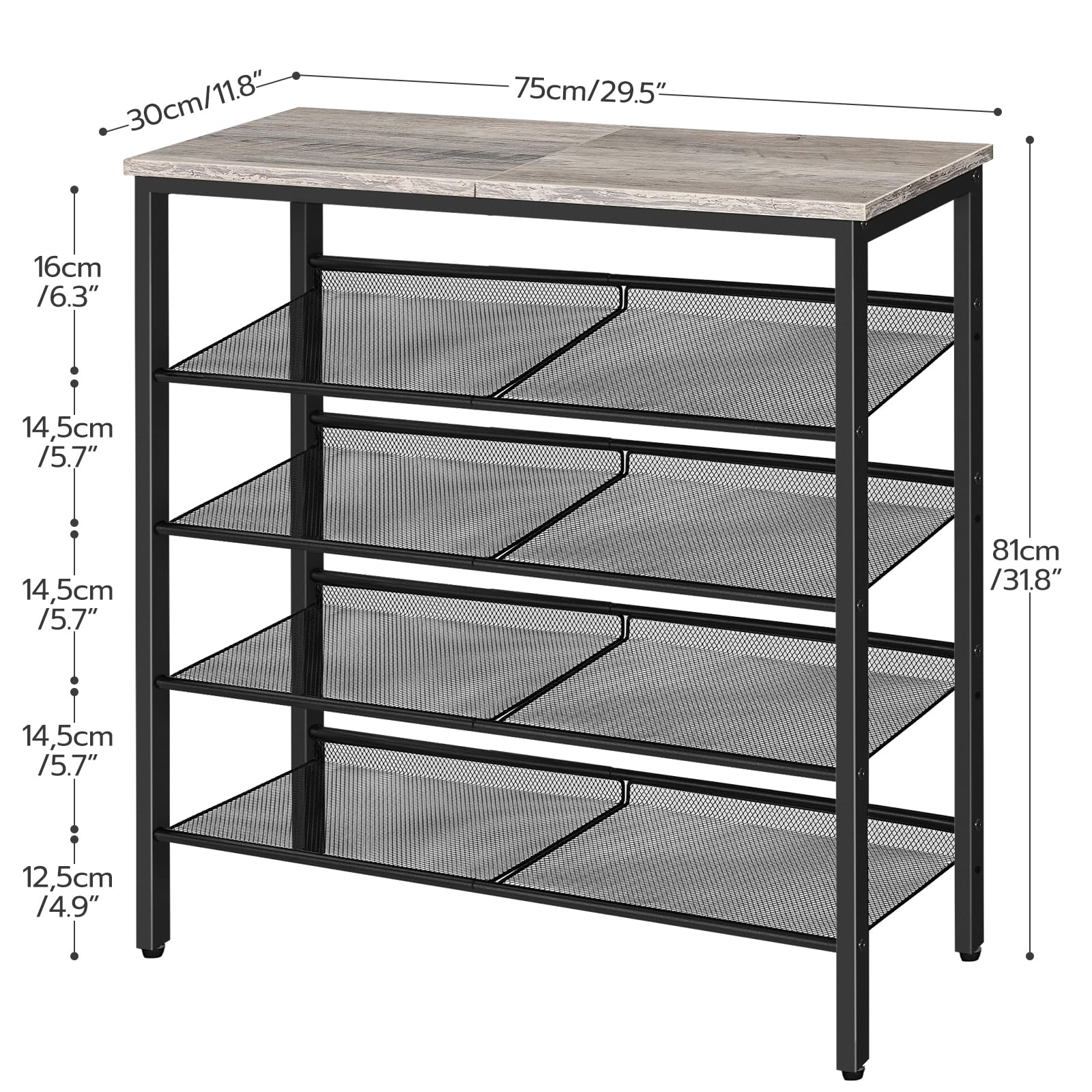 HOOBRO 5-Tier Shoe Rack – Industrial Metal Organizer for 20 Pairs