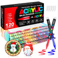 VAKKI 120 Color Acrylic Paint Pens | 1-6mm Brush Tip Markers for Art