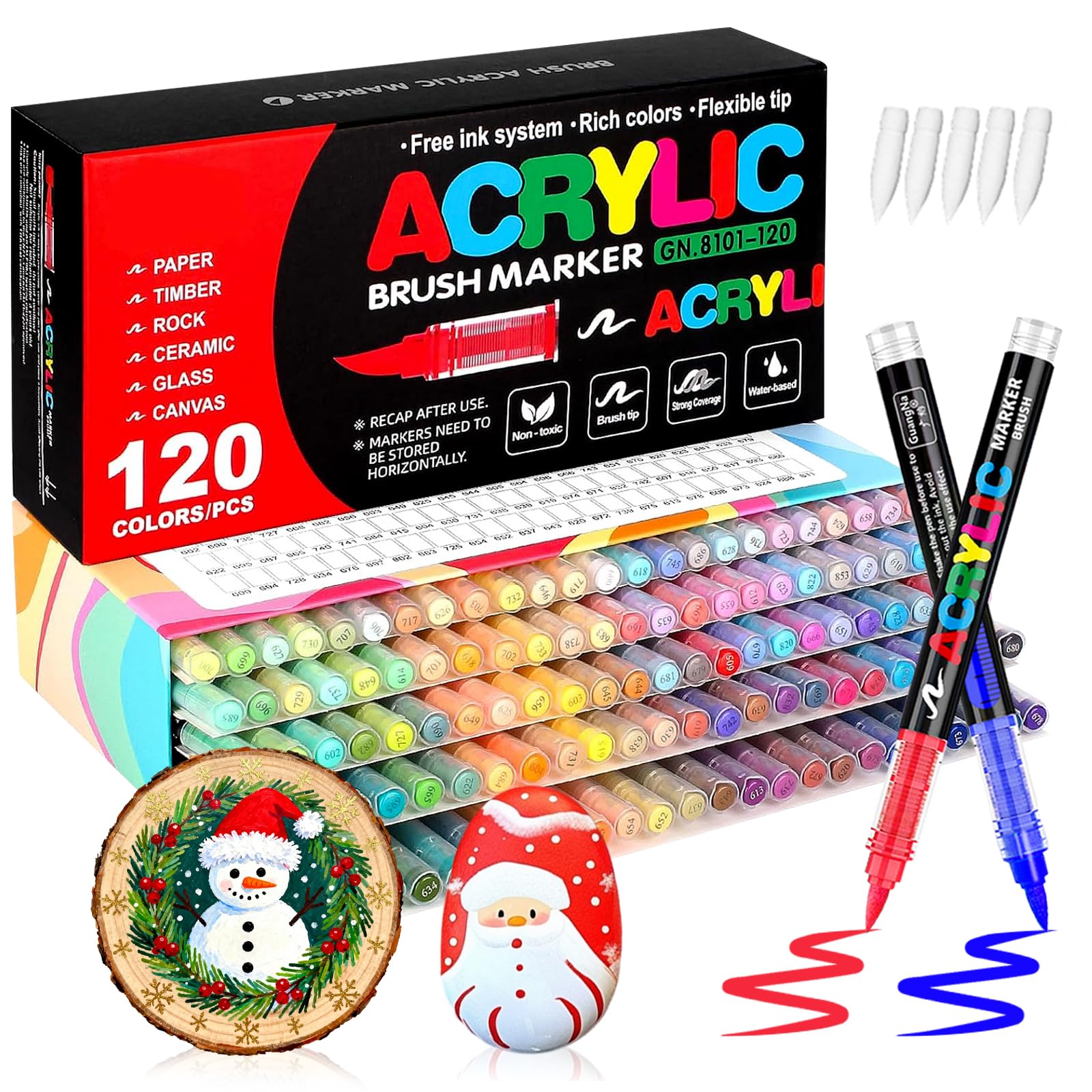 VAKKI 120 Color Acrylic Paint Pens | 1-6mm Brush Tip Markers for Art