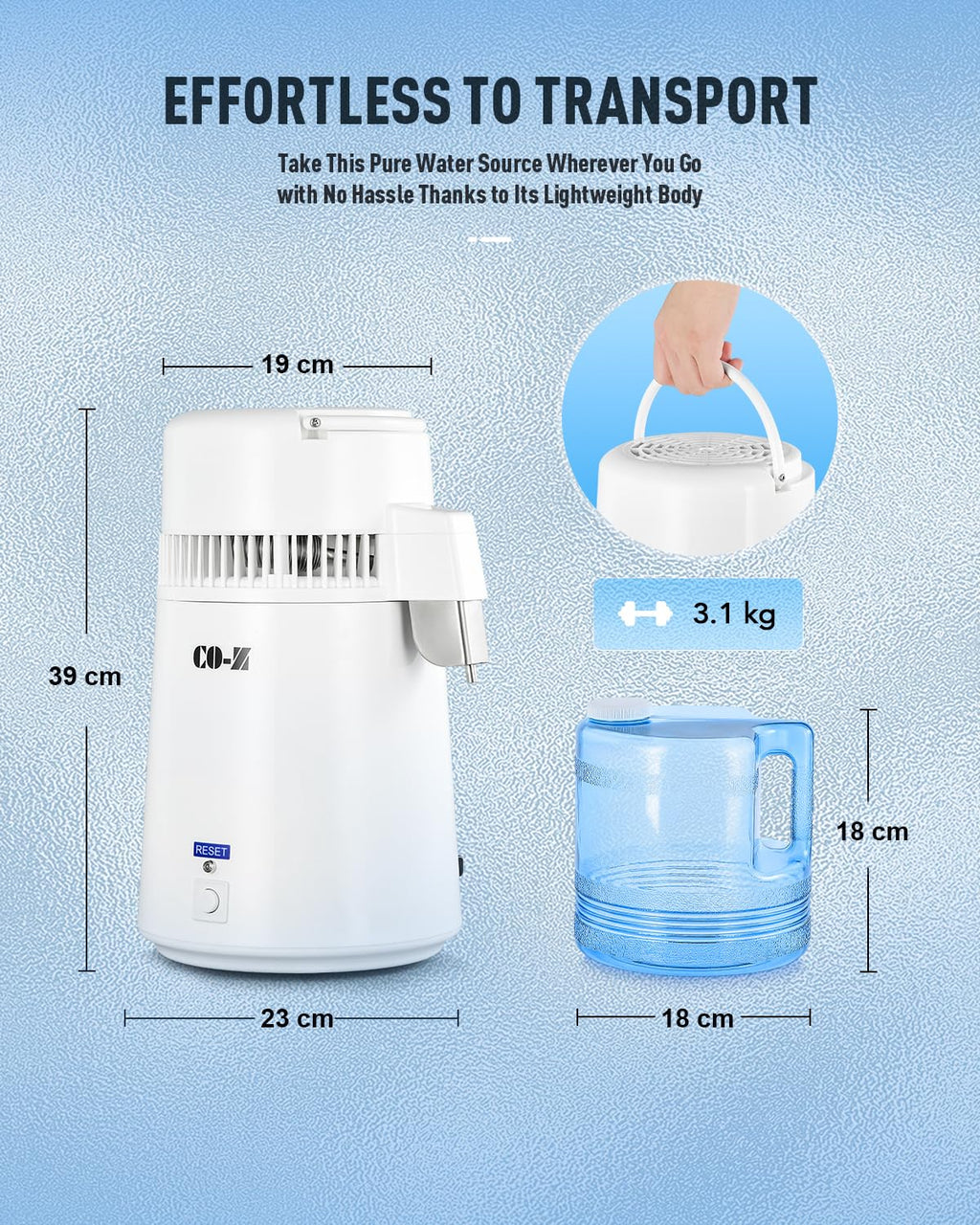CO-Z 4L Countertop Water Distiller – Stainless Steel Purifier Machine