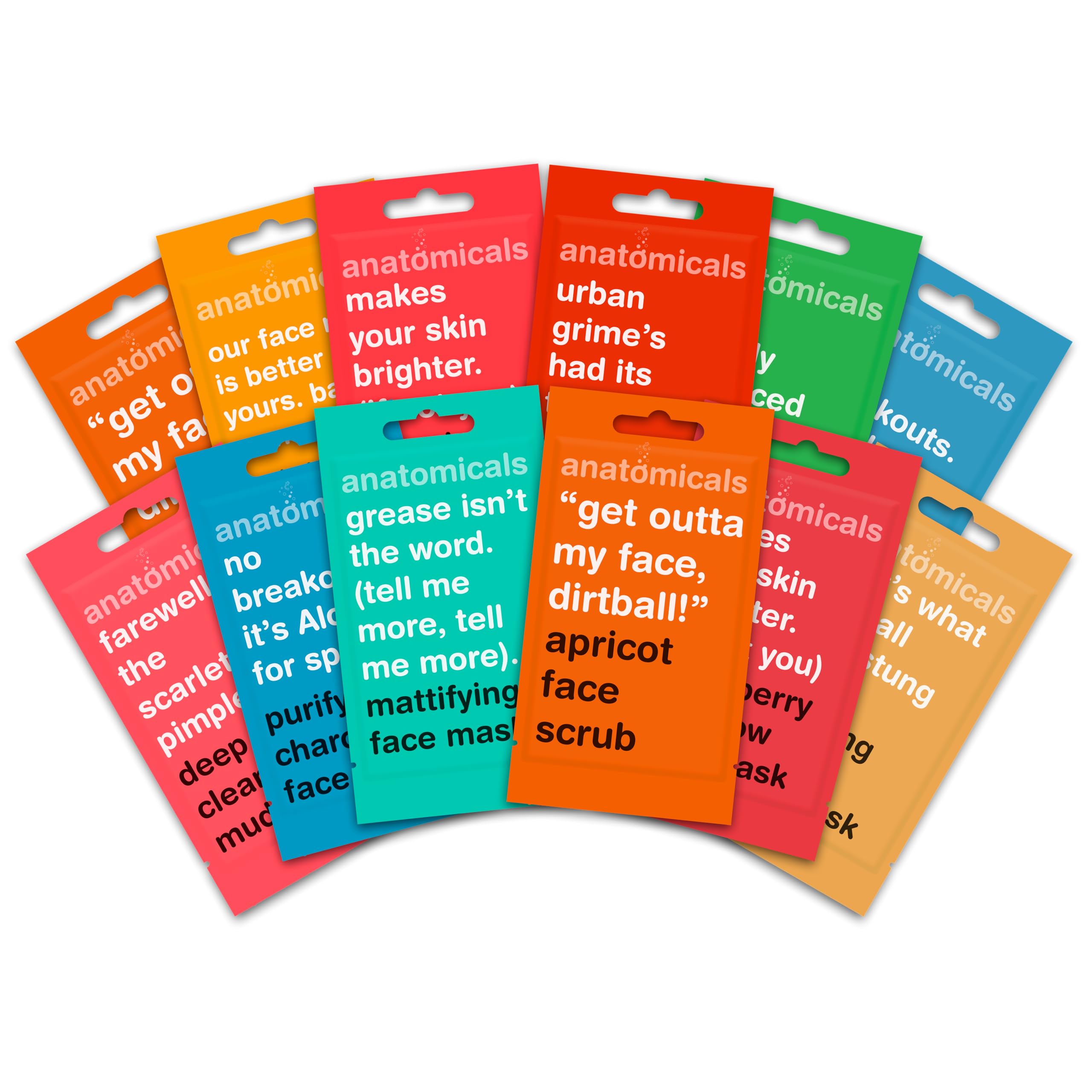 Anatomicals 12-Pack Face Mask Skincare Set – Hydrating & Anti-Acne
