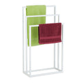 Relaxdays Standing Towel Holder – 3 Rail Steel Bathroom Rack, White