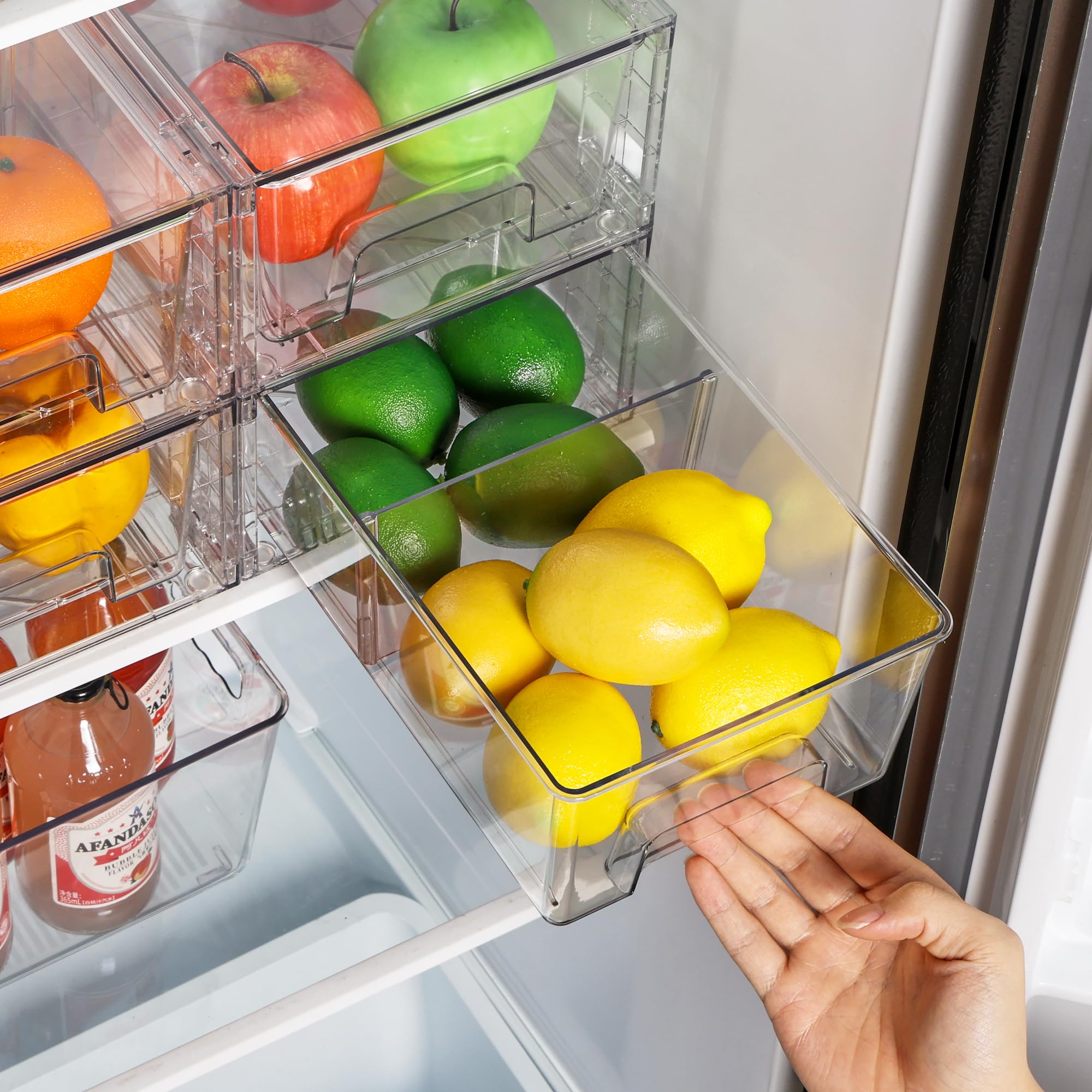 Vtopmart 4 Pack Stackable Clear Acrylic Storage Drawers with Dividers