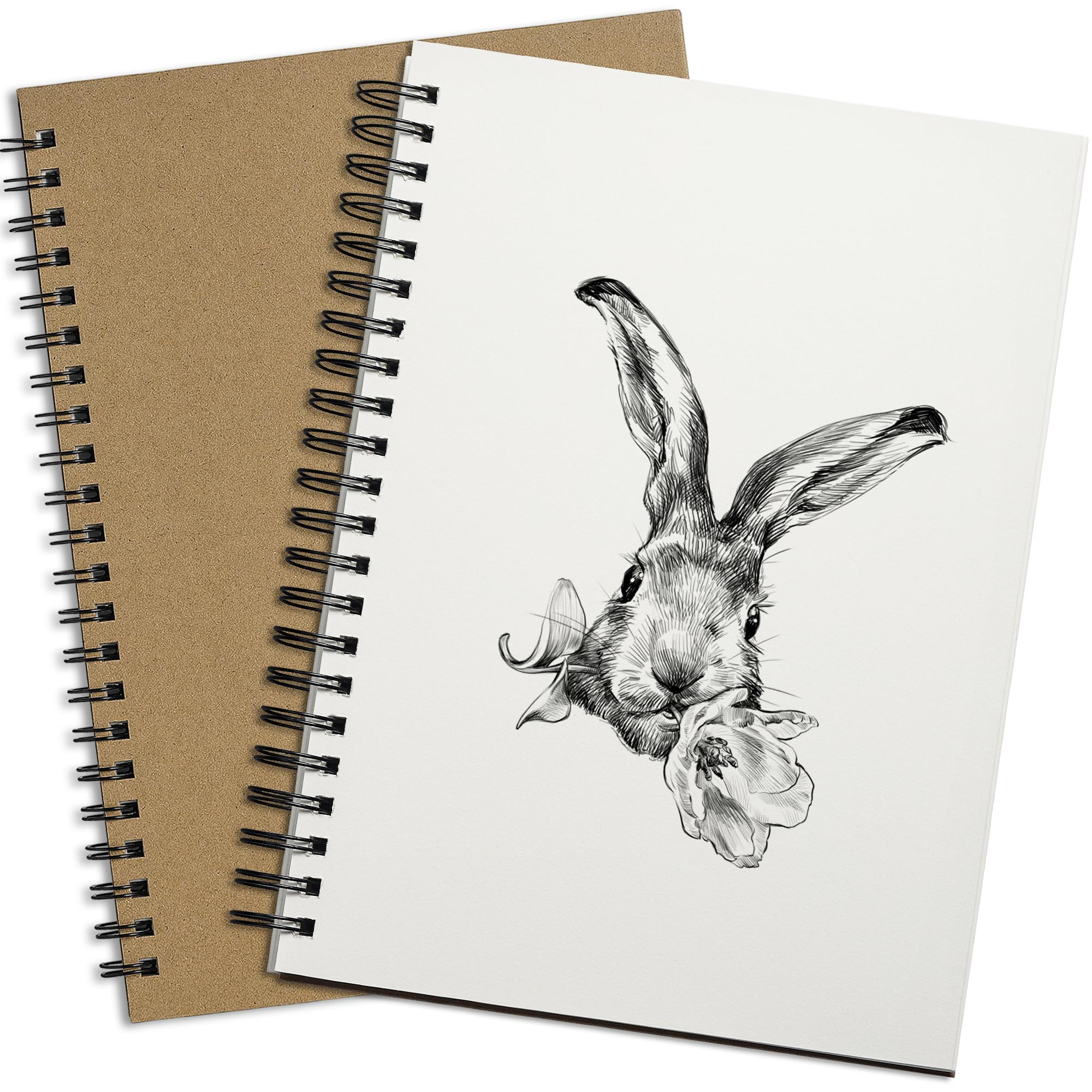 A4 Sketchbook 2 Pack | 160gsm Spiral Drawing Pads, 60 Sheets