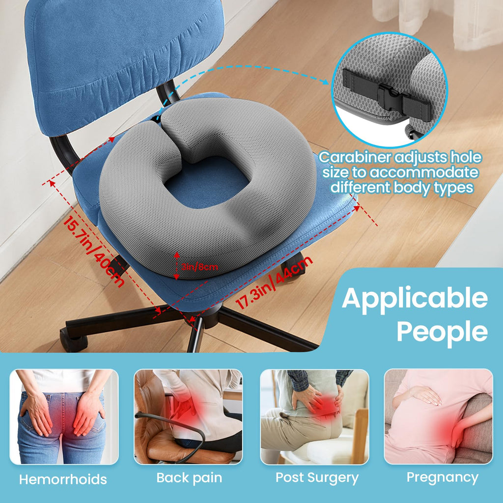 Benazcap Donut Cushion - Memory Foam Coccyx Pillow for Tailbone Pain