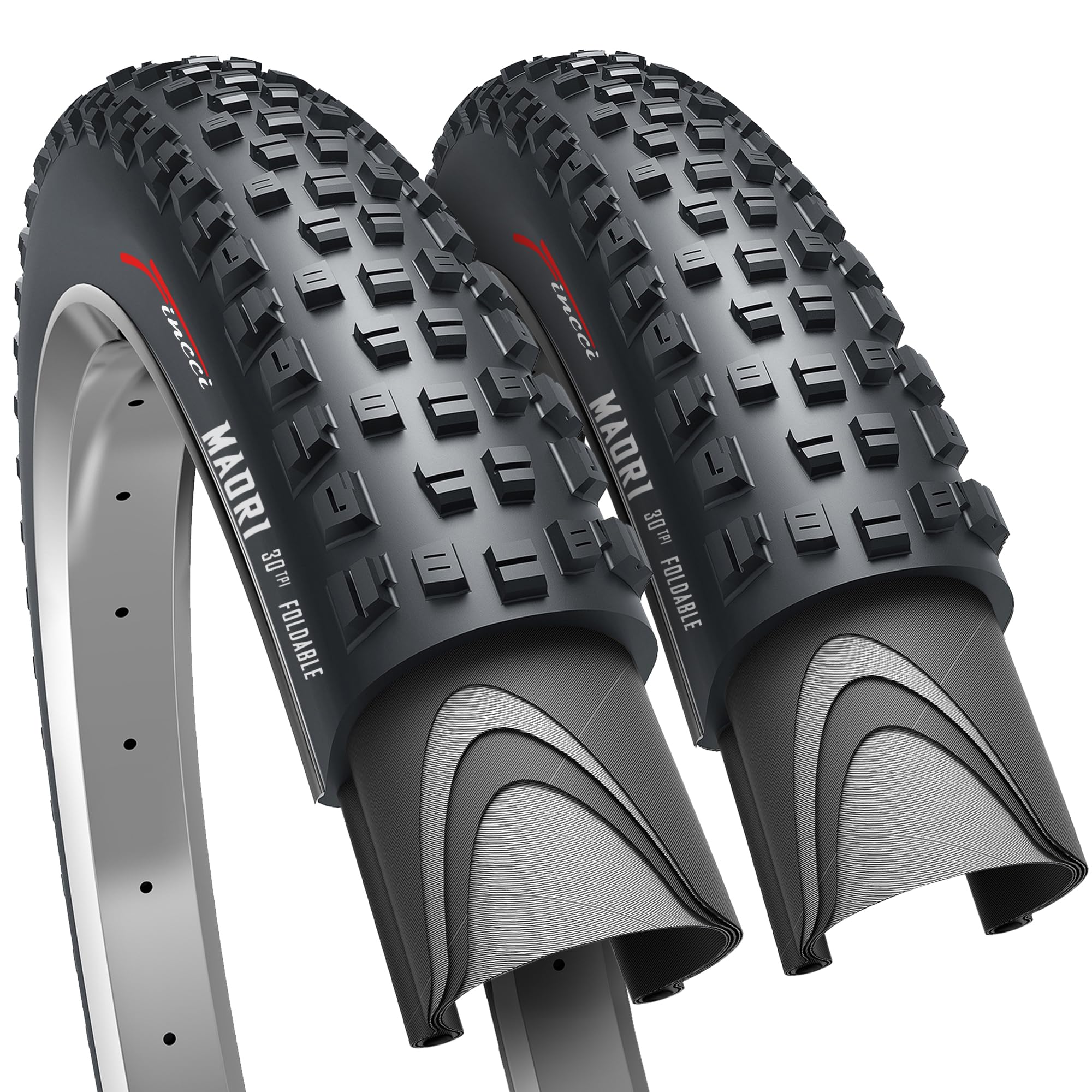 Fincci 27.5 x 2.35 MTB Tyres | Foldable Mountain Bike Tires - Pack of 2