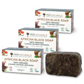 PraNaturals Organic Raw African Black Soap – 3x 200g Handcrafted Bars