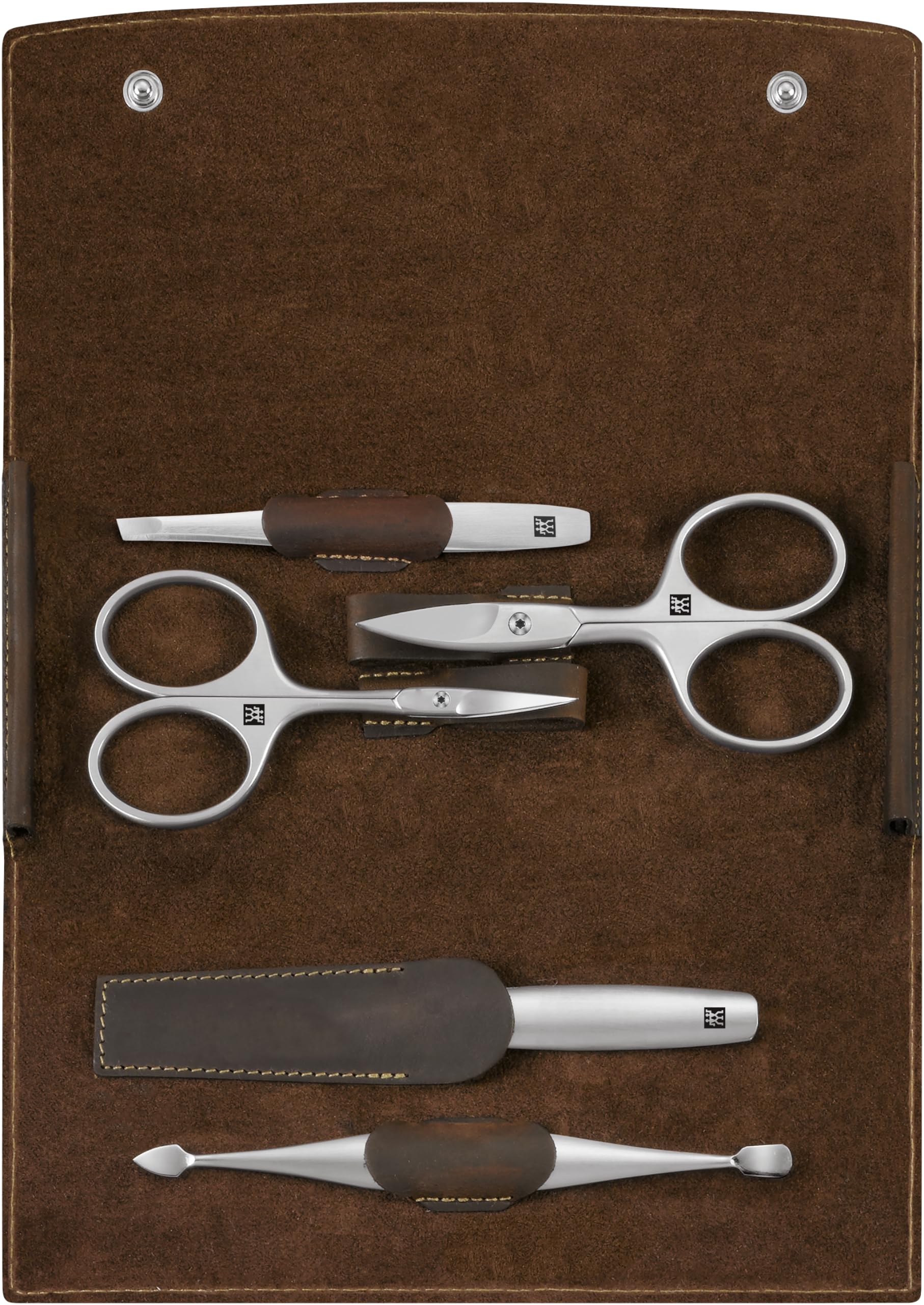 ZWILLING Twinox 5-Piece Manicure and Pedicure Set | Brown Leather Case
