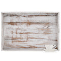 Hanobe Extra Large Wood Ottoman Tray | Rustic White Serving Tray with Handles