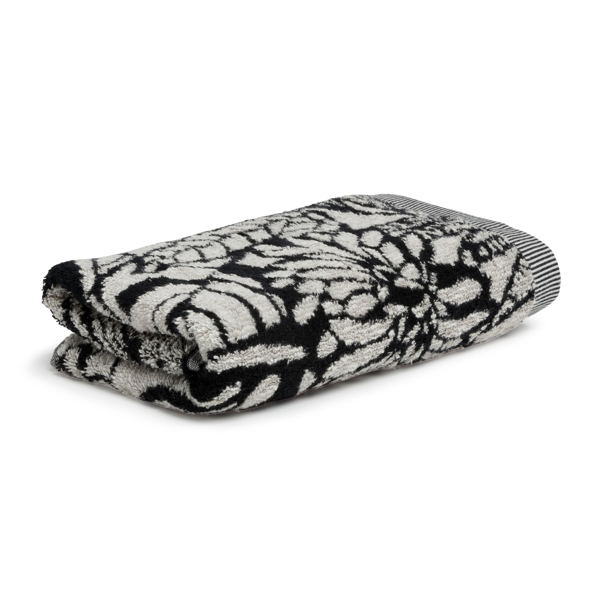 Möve Brooklyn Botanic Hand Towel – Cotton Linen Blend – Natural/Black