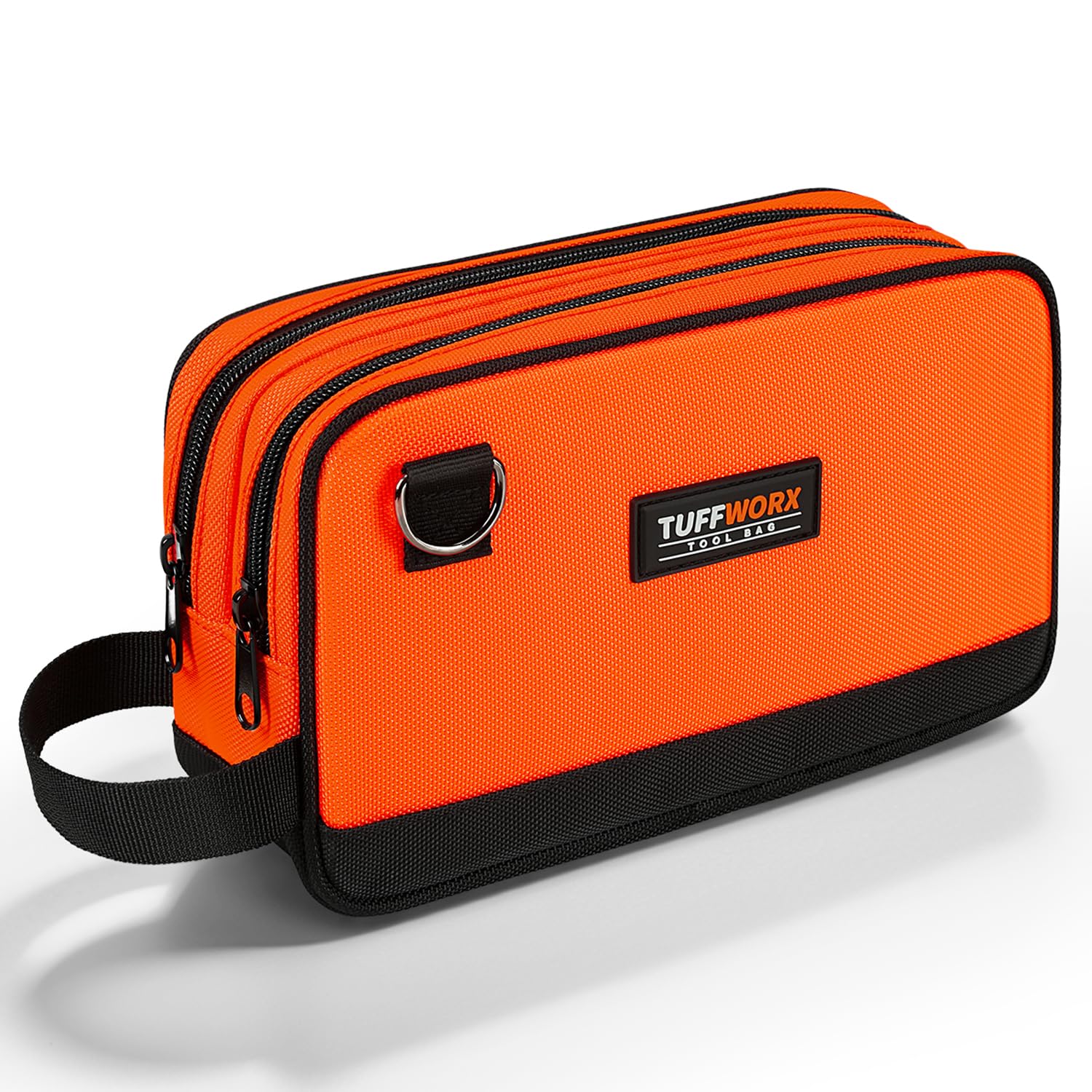 TUFFWORX Small Tool Bag – Dual Compartment Zippered Pouch, Orange