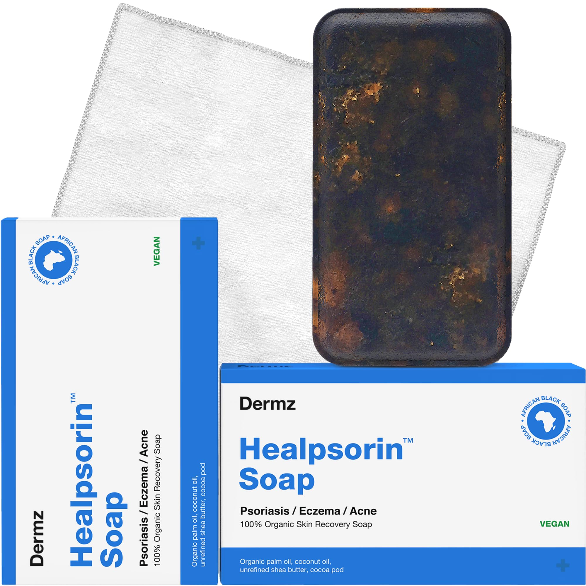 Healpsorin Organic African Black Soap Set - Psoriasis & Eczema Treatment