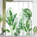 Lerores Green Leaves Shower Curtain | 180x200cm Weighted Hem Polyester