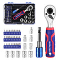 WORKPRO 42-Piece 1/4" Drive Socket Set | Metric Ratchet & Bit Tool Kit