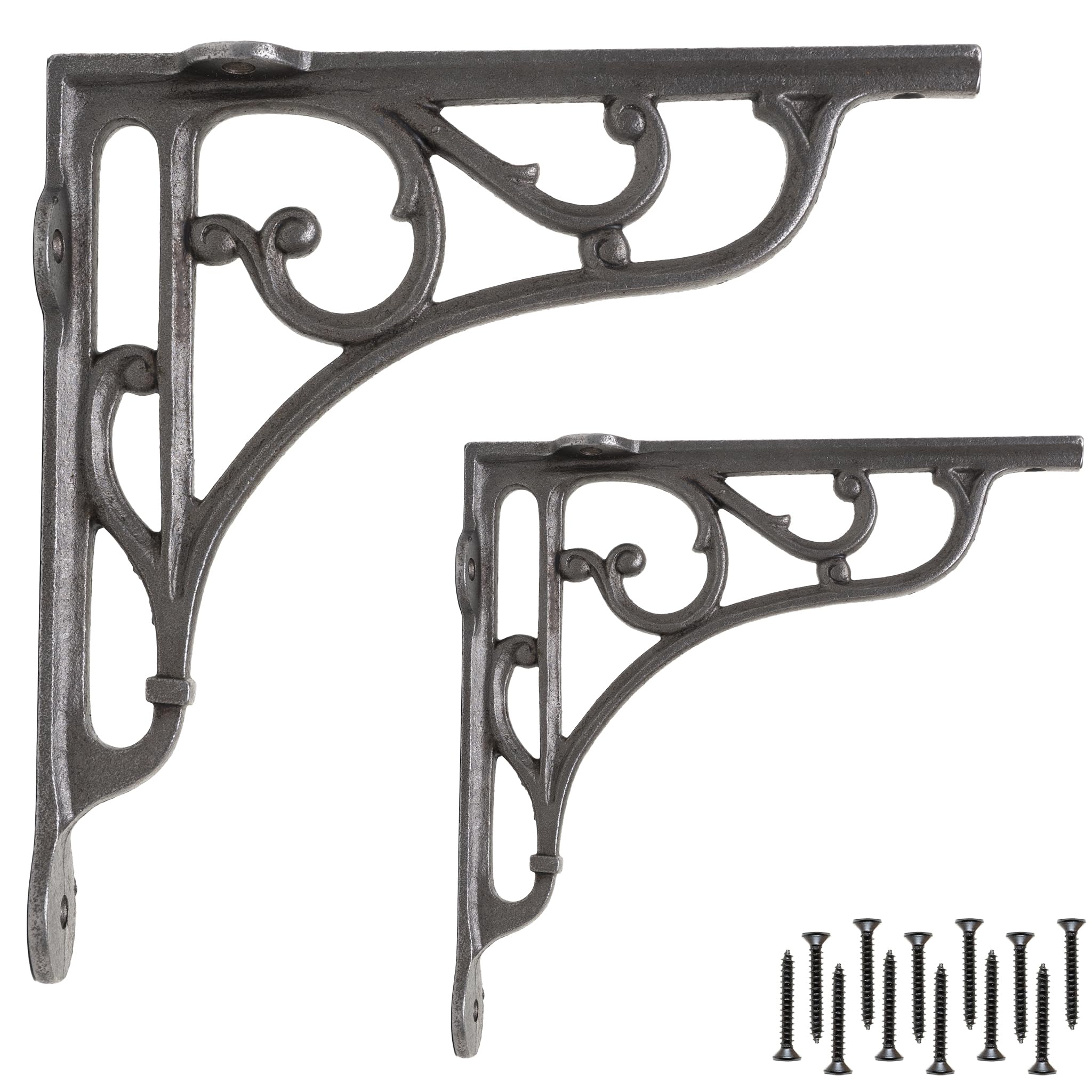 Ornate Cast Iron Shelf Brackets – Heavy Duty 6x6 (2 Pack)