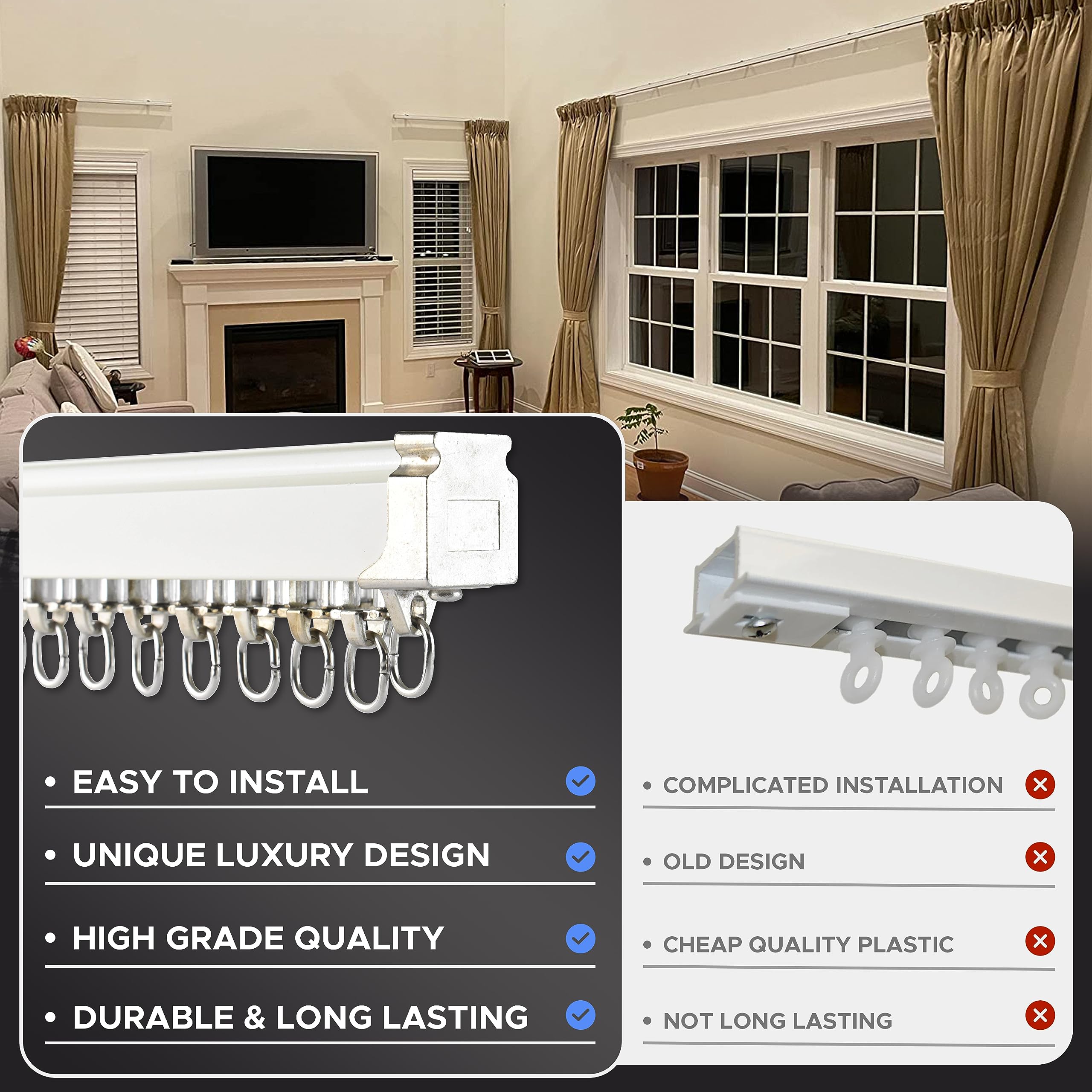 Heavy-Duty Aluminum Ceiling Curtain Track Set - Room Divider