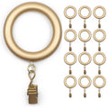 Jolof Store 24 Pack Wooden Curtain Rings with Clips – 2.5 Inch Beech Wood