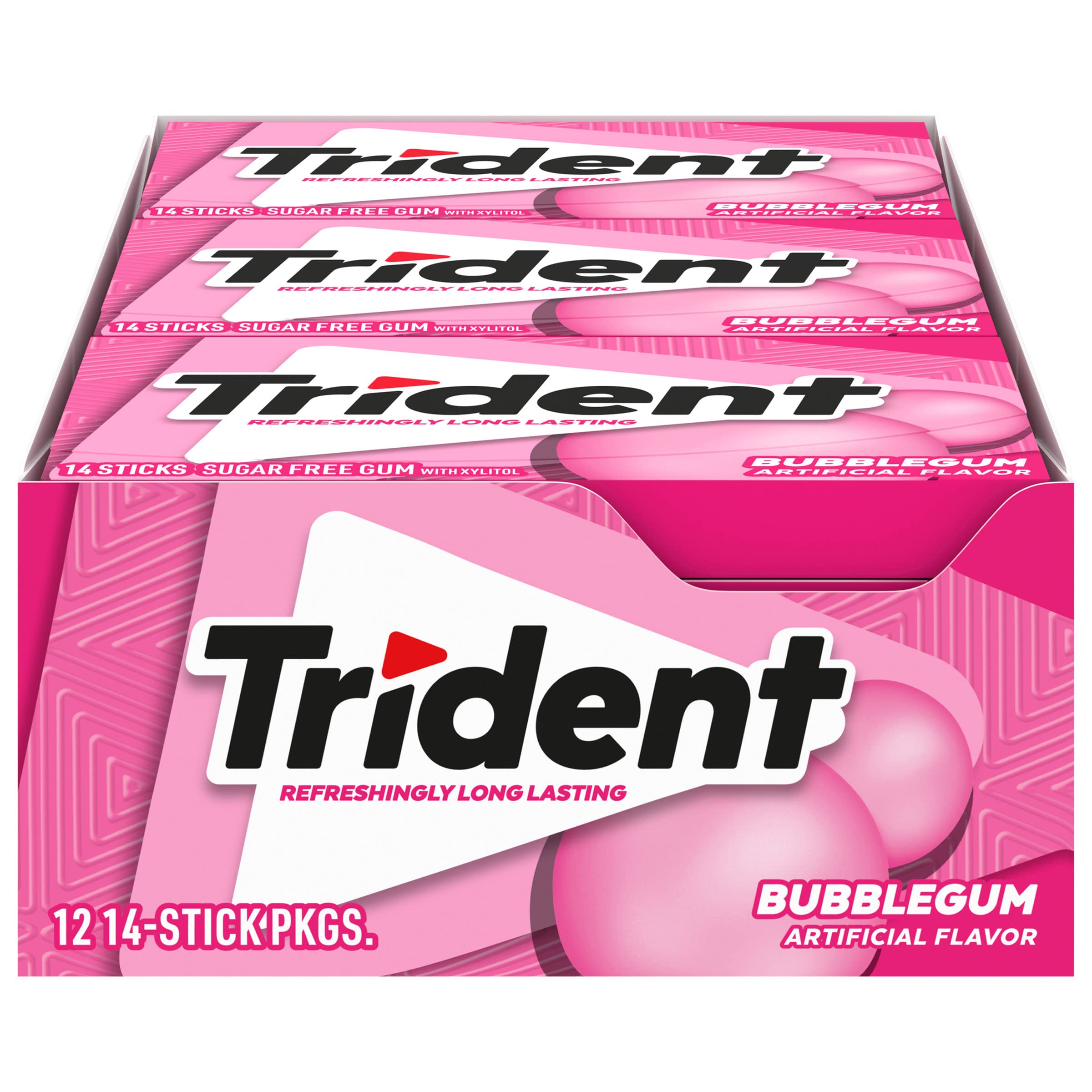 Trident Bubble-Gum Sugar Free Chewing Gum with Xylitol - 14 Sticks