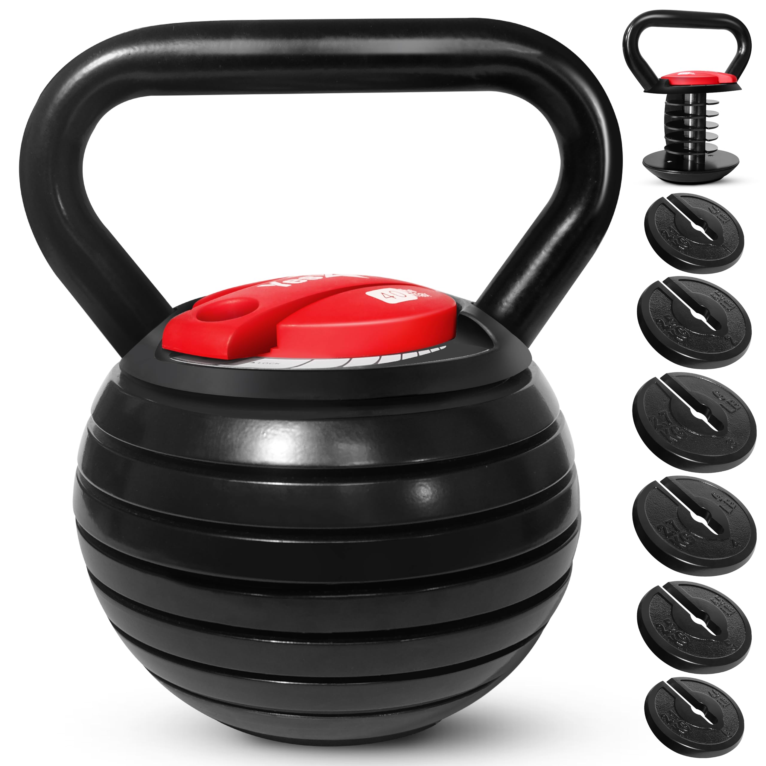 Yes4All Adjustable Kettlebell – 18kg Cast Iron Weight Set for Home Gym
