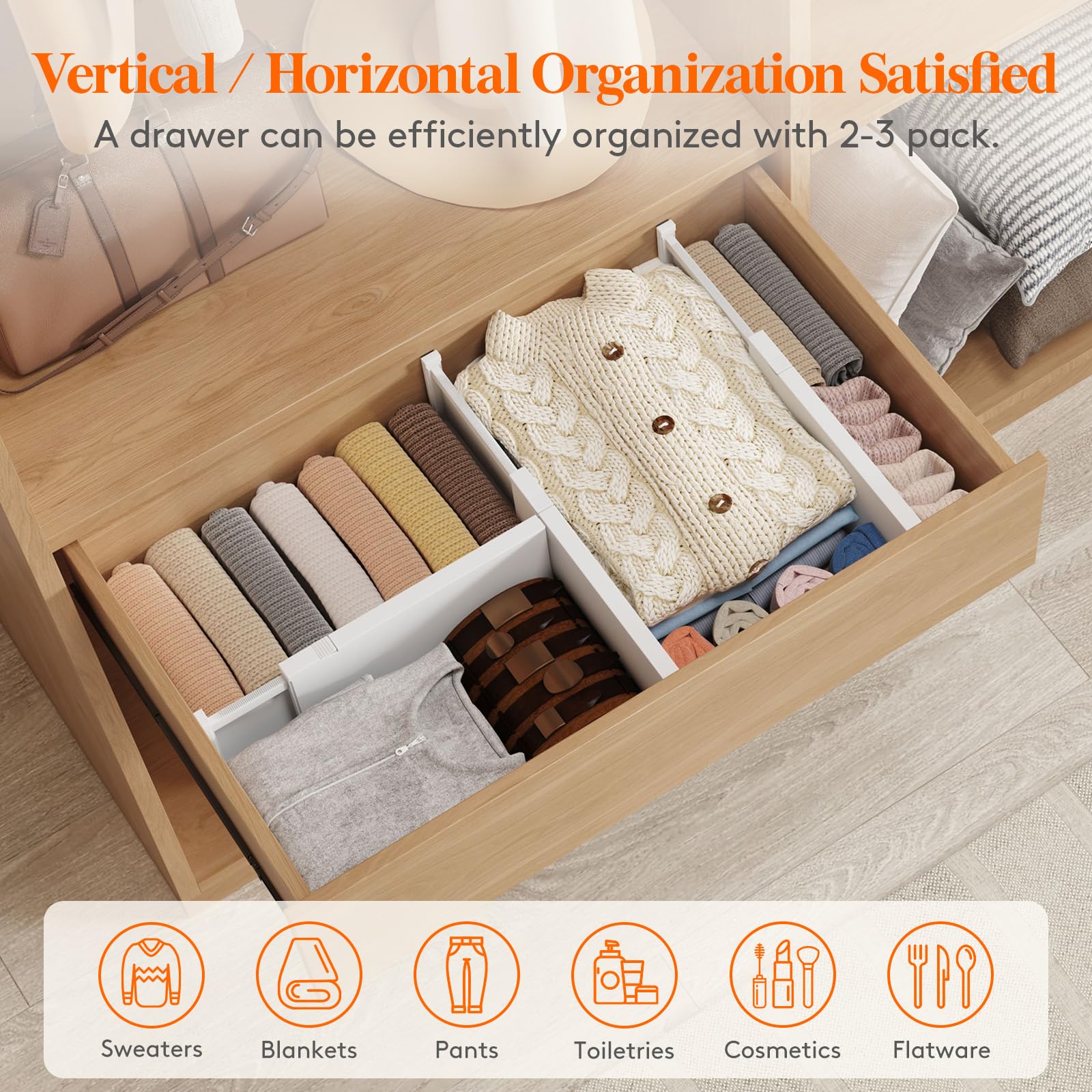 Lifewit 12 Pack Adjustable Drawer Dividers – 6" High Expandable Organizers