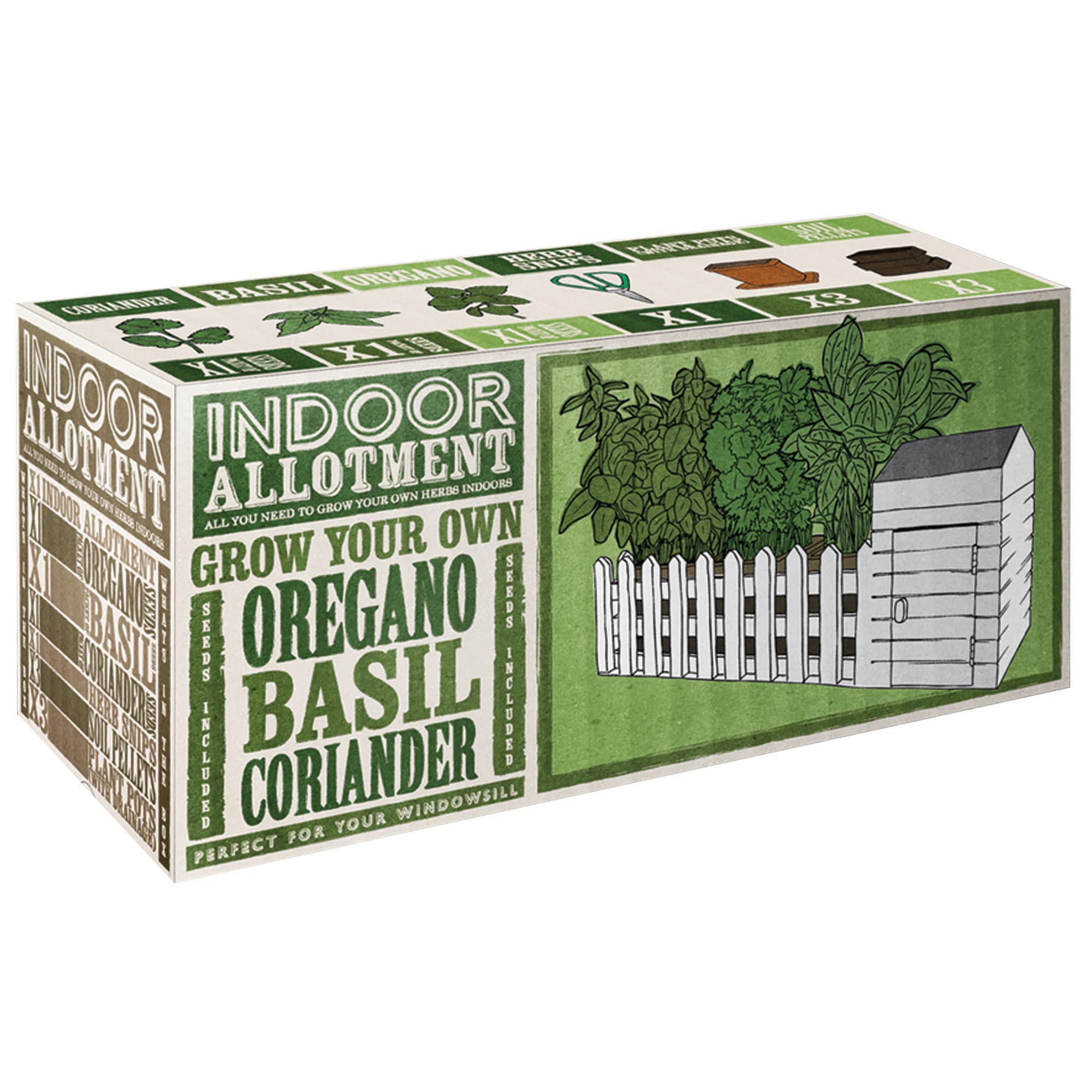 Oliphant Indoor Allotment Herb Garden Gift Set - Wooden Windowsill Kit