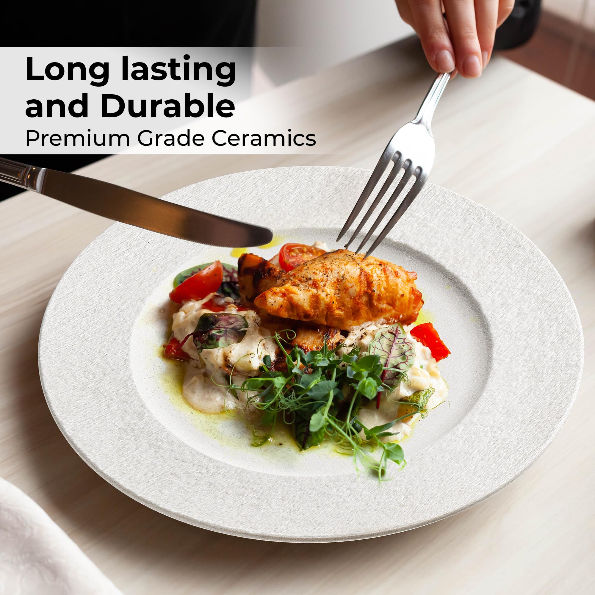 MIAMIO Oasis Ceramic Dinner Plates – 23cm Matte Stoneware Set of 4