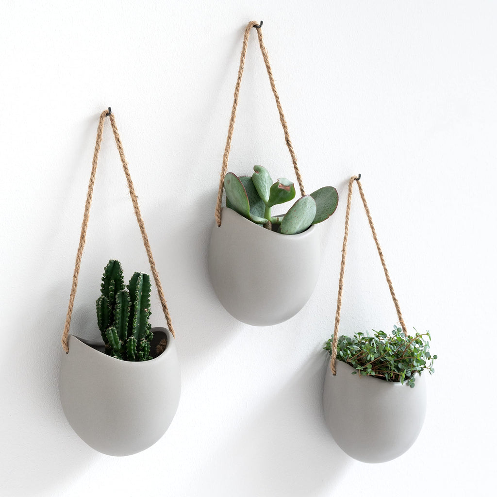 Kazai Ellie Hanging Ceramic Wall Planters – 3 Piece Set for Succulents