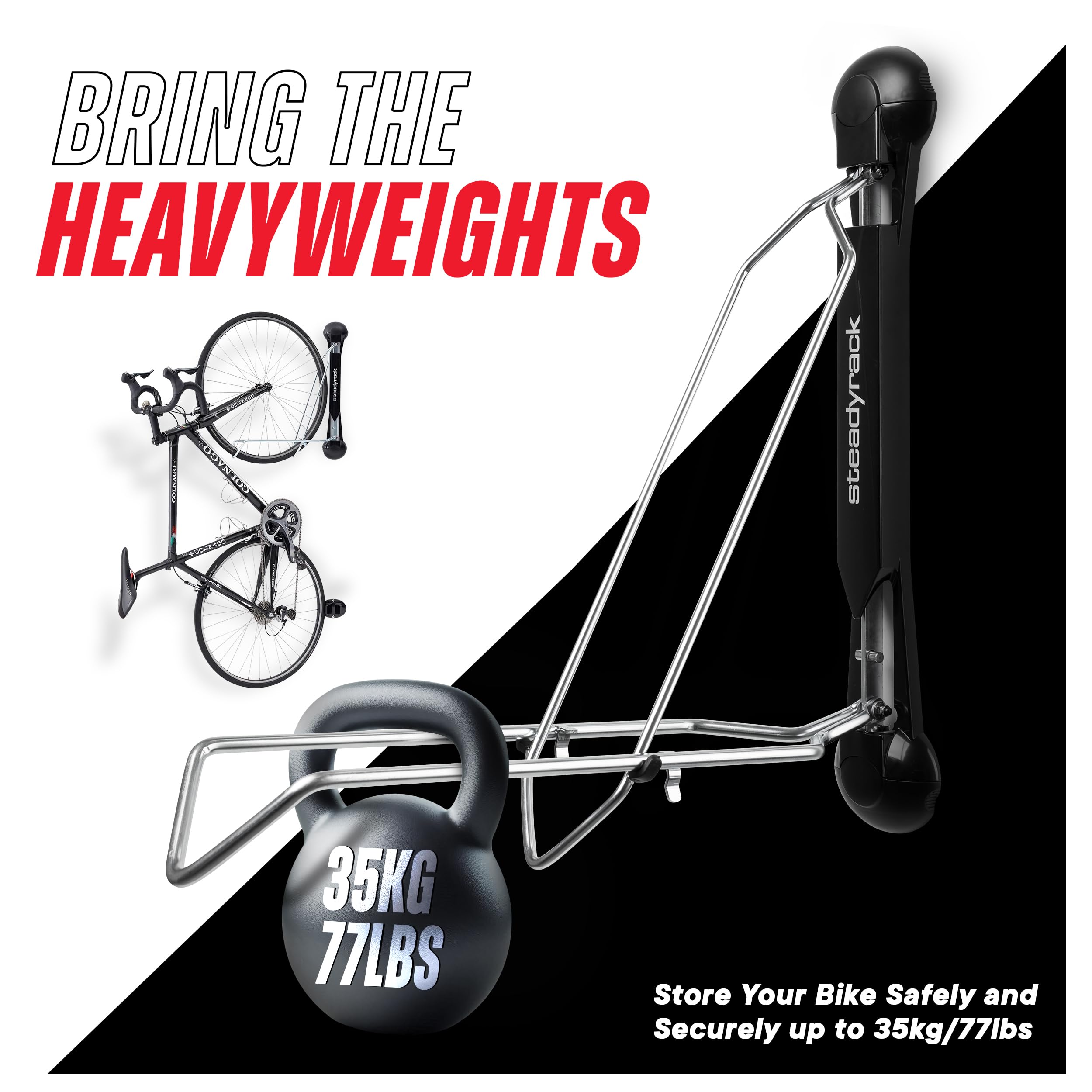 Steadyrack Classic Bike Rack – Wall Mounted Vertical Storage for Garage