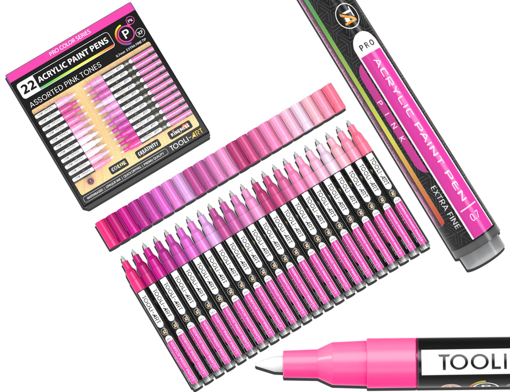 Jolof Store 22 Pink Acrylic Paint Pens – 0.7mm Extra Fine Tip Markers