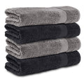 Komfortec Set of 4 Bath Towels 70 x 140 cm 100% Cotton 470 g/m² Terry Cloth Soft Anthracite Grey/Black