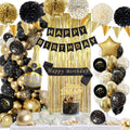 Jolof Store Black and Gold Birthday Party Decoration Set with Banner